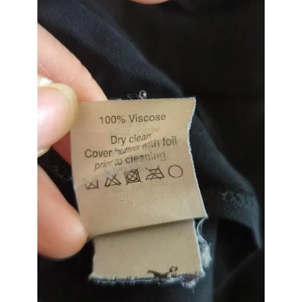 J. Crew‎ Black Viscose Long Sleeve Half Button Long Sleeve Shirt Women's Small